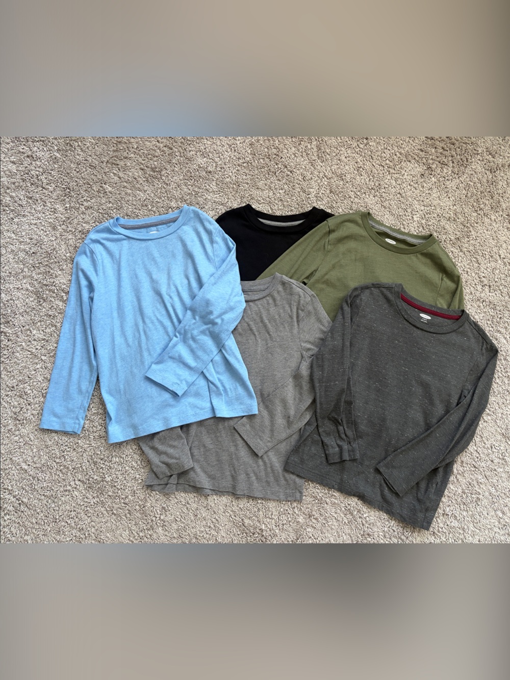 Old Navy Kids Long Sleeve Tees - Light Blue, Olive, Black, Gray, charcoal